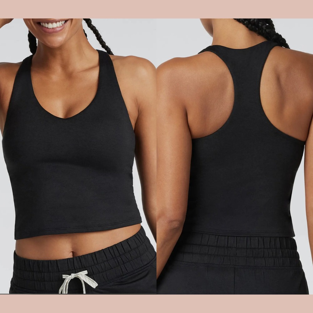 NEW $58 Vuori [ XL‎ ] Halo 2.0 Performance Crop Racerback Tank Top Black #7047